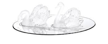 Swan mirror in clear crystal, large size - Lalique